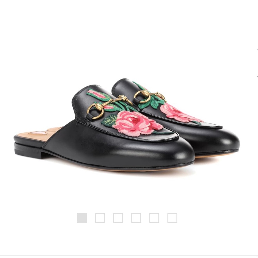 Gucci Princetown Appliquéd Leather Mules, 37